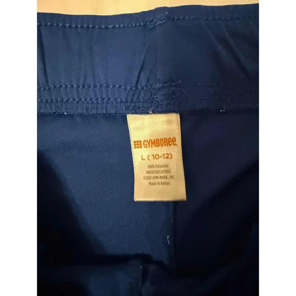 Gymboree Boys Blue Athletic Shorts Black Side Stripe Size L 10-12 Pockets